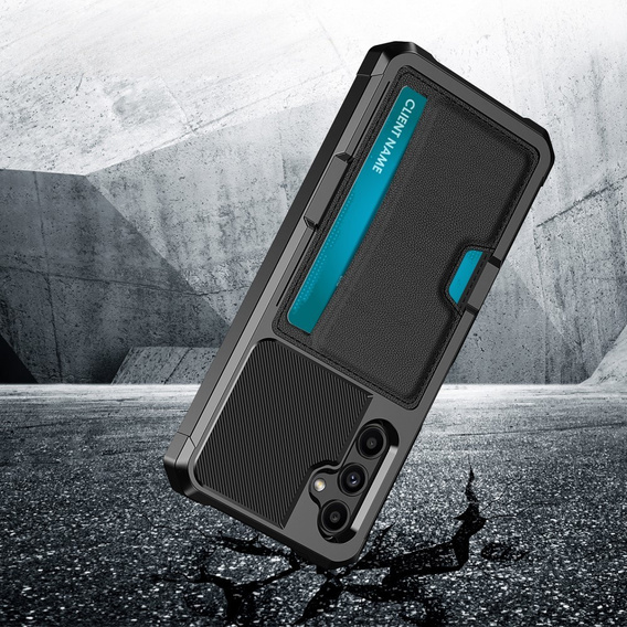 Чохол для Samsung Galaxy A25 5G, Card Holder Kickstand, чорний + скло 9H