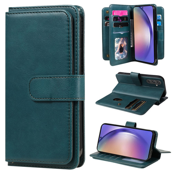 Фліп-чохол для Samsung Galaxy A55 5G, 10 Card Slots Wallet, зелений