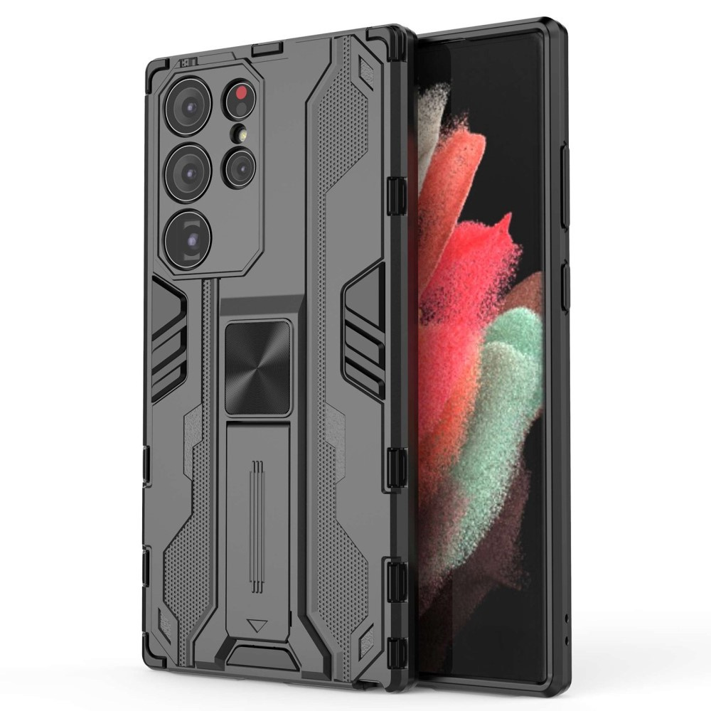 Чехол со складной подставкой и усиленной защитой камеры для Samsung Galaxy S23 Ultra чёрного цвета