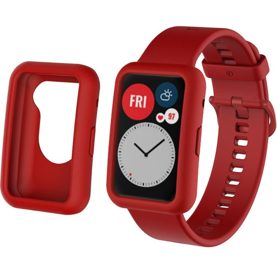 Прозорий ремінець з футляром до Huawei Watch Fit, Wine Red
