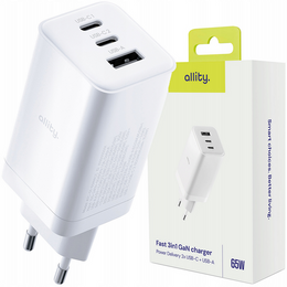Зарядний пристрій Forcell 65W GaN 2x USB C 1x USB A , White