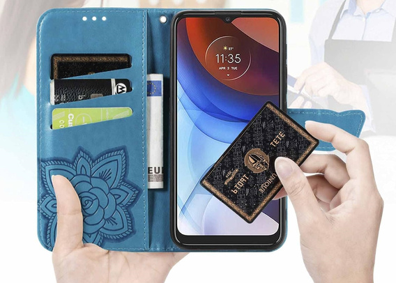 Откидной чехол для Oppo Reno 13F / Oppo Reno 13FS, Butterfly, синий