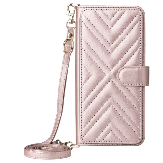 Чохол з клапаном для Realme 14 Pro+ 5G, Crossbody Leather Wallet, рожевий rose gold