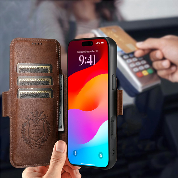Флип-кейс 2-в-1 для iPhone 17 Pro Max, SUTENI, для MagSafe, коричневый