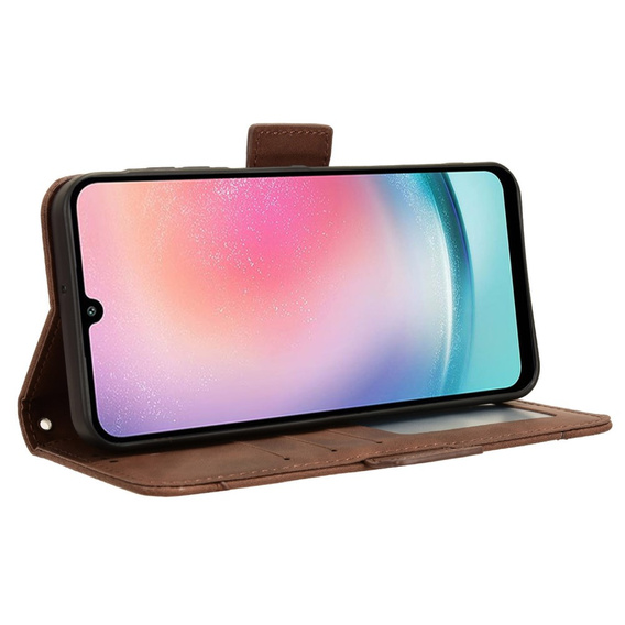 Футляр з клапаном для Samsung Galaxy M55 5G, Card Slot, коричневий