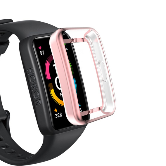 Чехол 2в1 с защитой экрана для часов Huawei Band 6/7, Pink