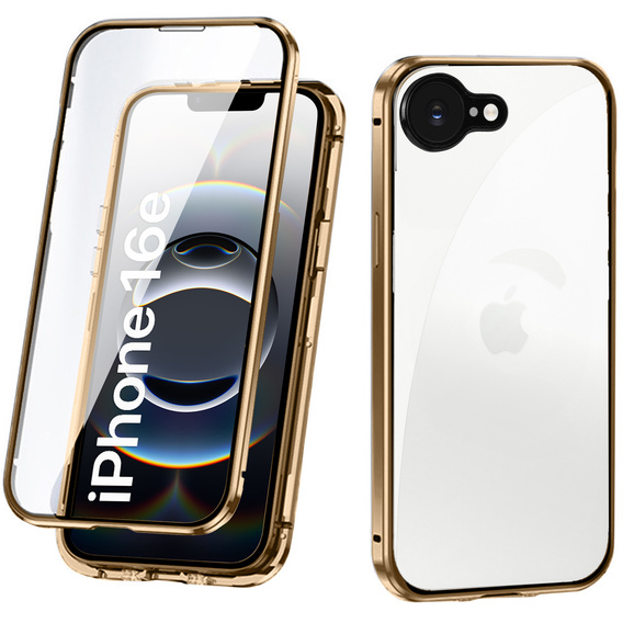 Чохол для iPhone 16E, Magnetic Dual Glass, золотий