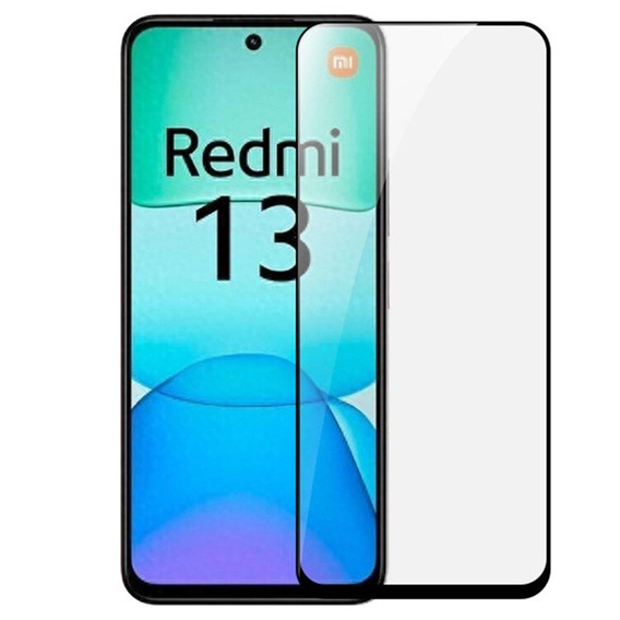 Закаленное стекло 3D для Xiaomi Redmi 13, чёрная рама