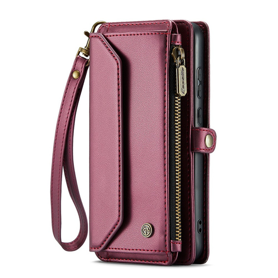 Чохол CASEME для Samsung Galaxy A55 5G, RFID Leather Wallet з плечовим ременем, червоний