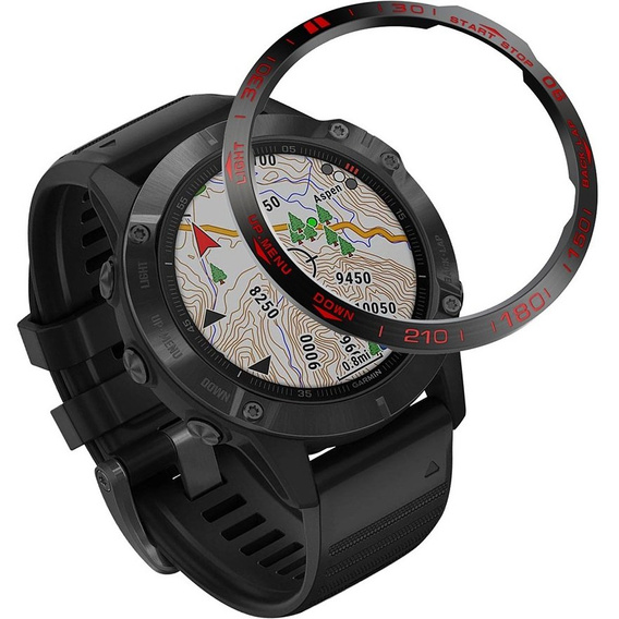 Накладка на безель для Garmin Fenix 6 / 6 Pro / 6 Sapphire,  Black/Red