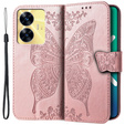 Откидной чехол для Realme C55, Butterfly, розовый rose gold