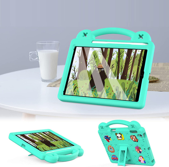 Детский чехол для iPad 9.7" 2018/2017 (6/5 gen.) / Pro 9.7" 2016, Cute Patterns, с подставкой, зелёный
