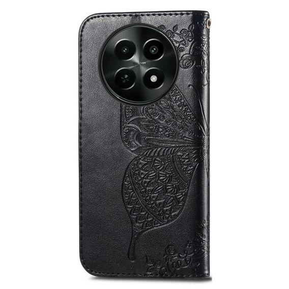 Откидной чехол для Realme 12, Butterfly, чёрный