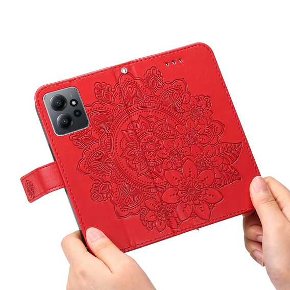 Чохол-книжка для Xiaomi Redmi Note 12 4G, Mandala Flower, червоний