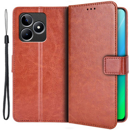 Футляр з клапаном для Realme C53 4G, Crazy Horse Wallet, коричневий