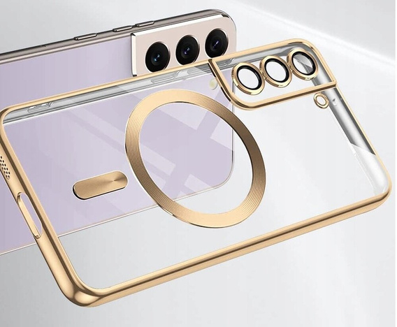 Чехол для Samsung Galaxy S21, Electro MagSafe, золотой + стекло для экрана