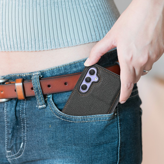 Кожаный чехол для Samsung Galaxy A54, Lychee leather Case, черный