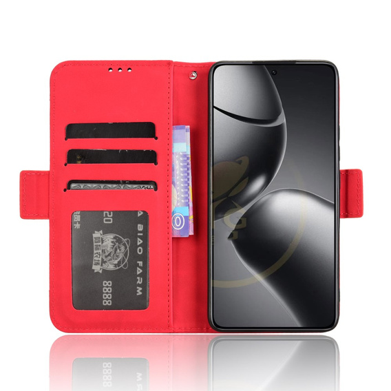 Футляр з клапаном для Xiaomi 14T Pro, Card Slot, червоний