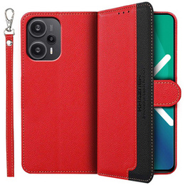 Чохол-книжка для Poco F5 5G, KHAZNEH RFID, червоний / чорний