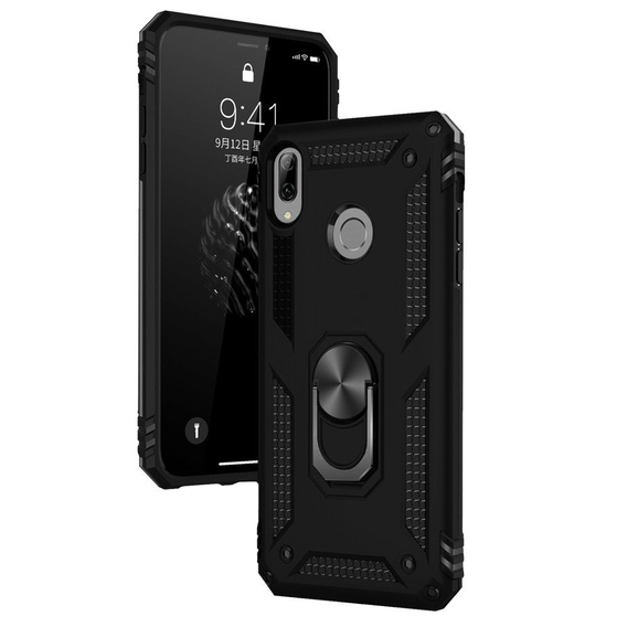 Бронированный Чехол до Huawei P20 Lite, Nox Case Ring, чёрный