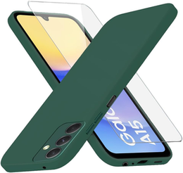 Чехол для Samsung Galaxy A15, Silicone Lite, тёмно-зелёный + 9H стекло