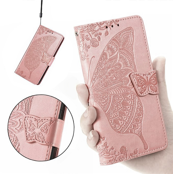 Чохол-книжка для Realme 14 5G / Realme 14T 5G, Butterfly, рожевий rose gold