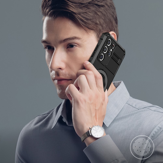 Чохол GKK для Galaxy Z Flip 5 5G, Corners Dropproof MagSafe, прозорий / фіолетовий