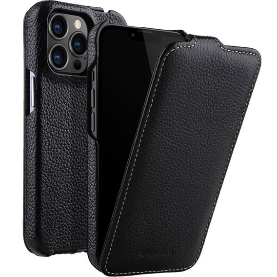 Чохол MELKCO для iPhone 14 Pro Max, шкіряний, фліп, чорний