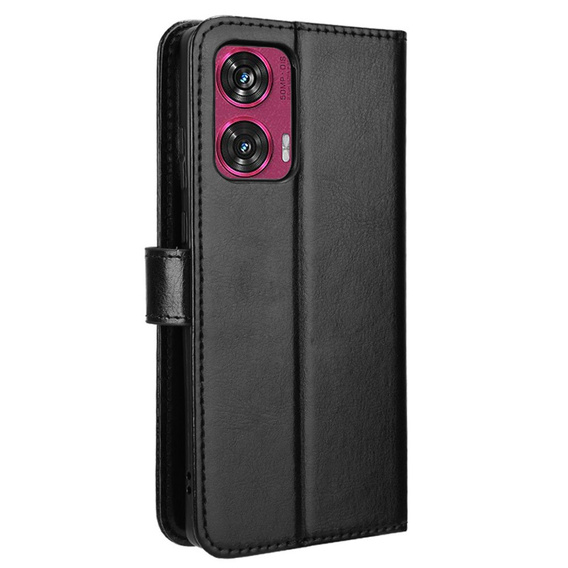 Откидной чехол для Motorola Edge 50 Fusion 5G, Crazy Horse Wallet, чёрный