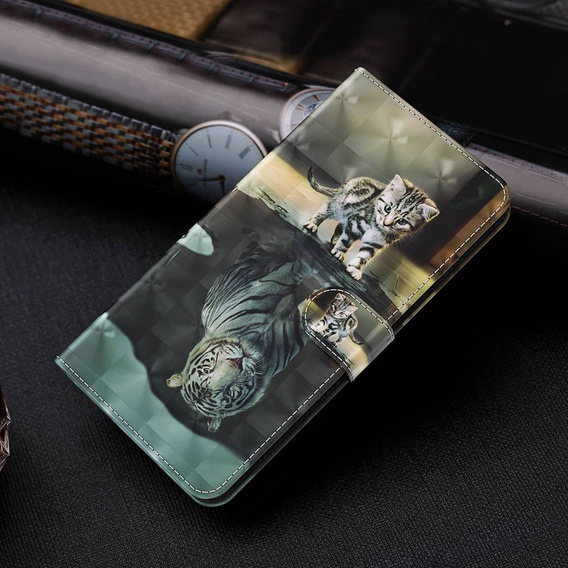 Чохол-книжка для Samsung Galaxy A14 4G/5G, Wallet, Cat & Tiger, сірий