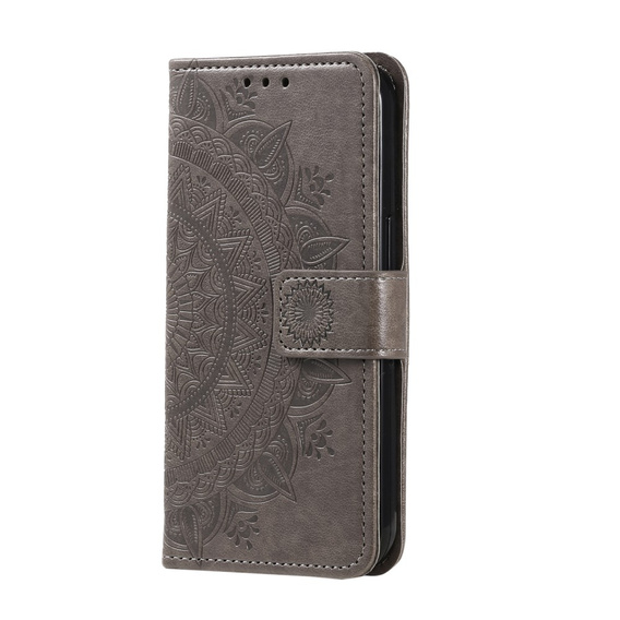 Чохол-книжка для OnePlus 12 5G, Mandala, сірий
