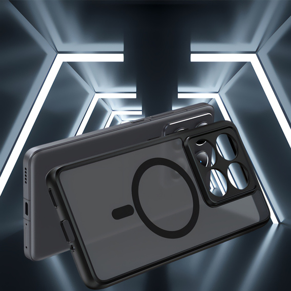 Чохол для Xiaomi 14T Pro, для MagSafe, ERBORD Matt Case, чорний + захисне скло