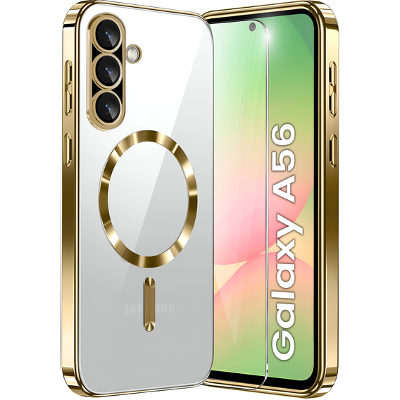Чохол для Samsung Galaxy A56, Electro MagSafe, золотий + Скло на екран