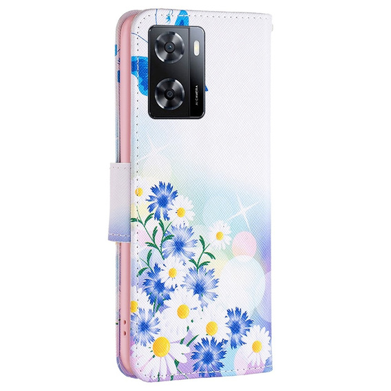 Чохол-книжка для OPPO A57 / A57s, Wallet, butterfly & flowers, білий