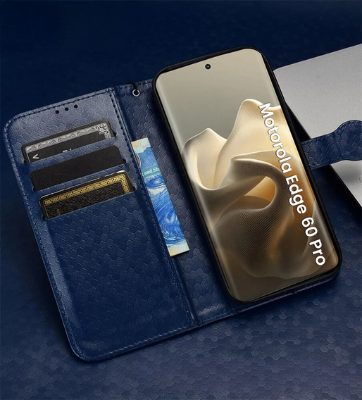 Флип-кейс для Motorola Edge 60 Pro, Wallet Rhombus, синий