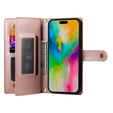 Откидной чехол для iPhone 16 Pro Max, Wallet Zipper Pocket, розовый