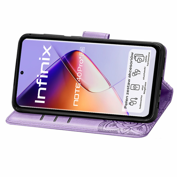 Откидной чехол для Infinix Note 40 Pro Plus, Butterfly, фиолетовый