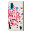 Чохол-книжка для Huawei P30 Lite, Wallet, cat & tree, білий