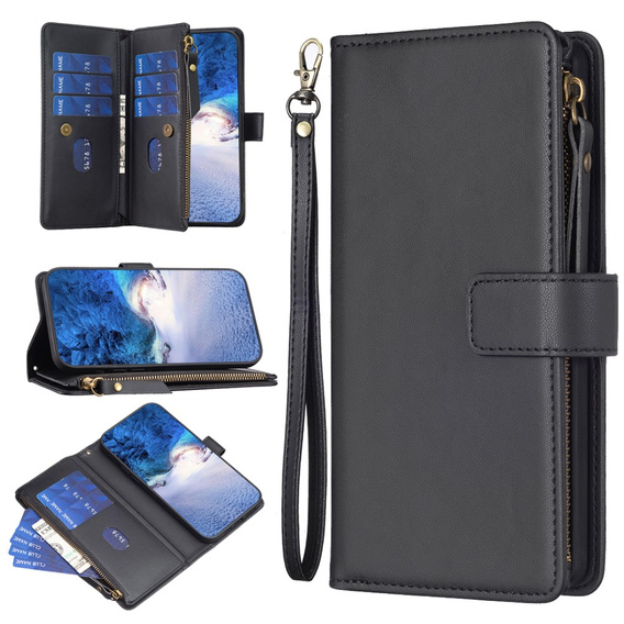 Откидной чехол для Samsung Galaxy A25 5G, Wallet Zipper Pocket, чёрный