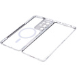 Магнитный чехол с двойным стеклом MagSafe для Samsung Galaxy S21 Ultra, серебряный