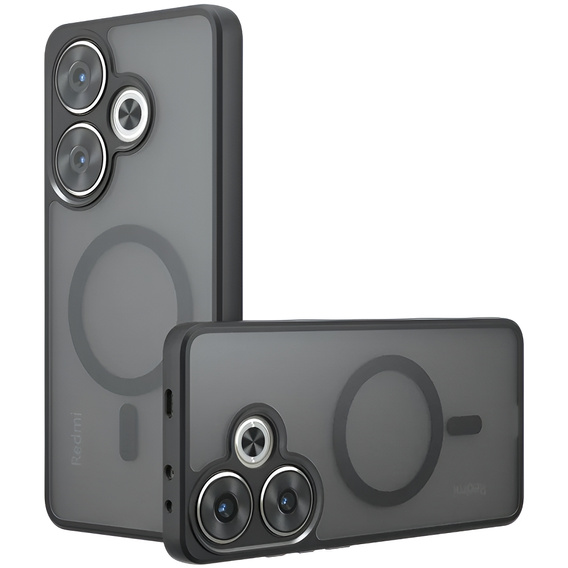 Чехол для Xiaomi Redmi 13 4G, для MagSafe, ERBORD Matt Case, чёрный + стекло для экрана