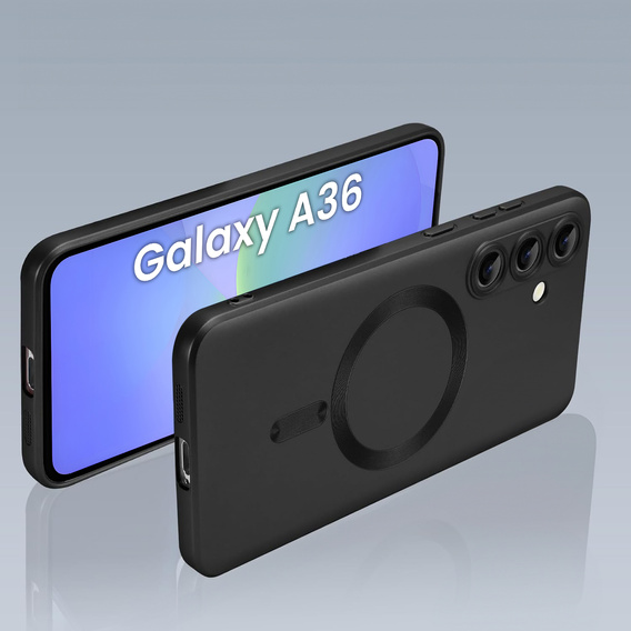 Чохол для Samsung Galaxy A36, ColorMag, для MagSafe, чорний + загартоване скло 9H