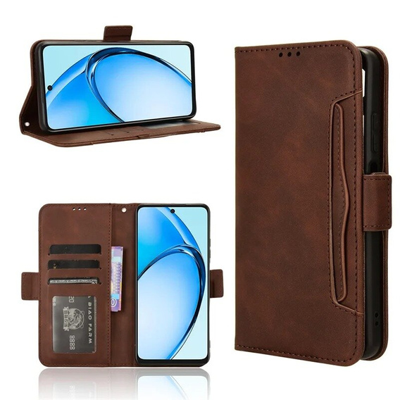 Футляр з клапаном для Oppo A60, Card Slot, коричневий