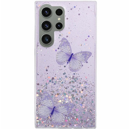 Чехол для Samsung Galaxy S24 Ultra, Glitter Butterfly, фиолетовый