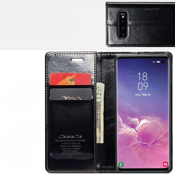 Флип-кейс CASEME для Samsung Galaxy S10+ Plus, Waxy Textured, чёрный