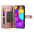 Откидной чехол для iPhone 16 Plus, Wallet Zipper Pocket, розовый