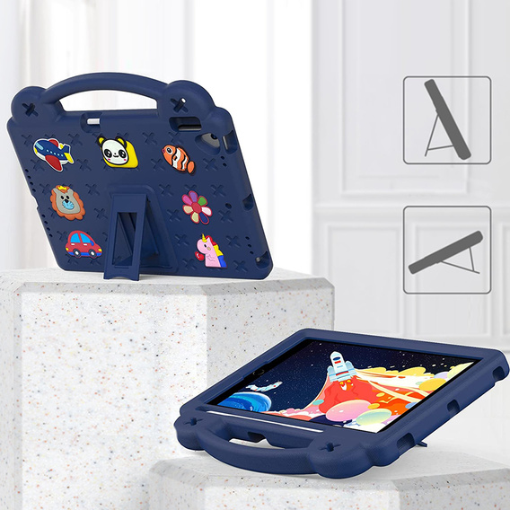 Детский чехол для iPad 10.2" 2021/2020/2019 (9/8/7 gen.) / Air 10.5" 2019 (3 gen.), Cute Patterns, с подставкой, темно-синий