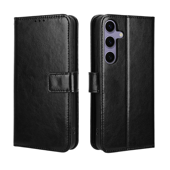 Футляр з клапаном для Samsung Galaxy S25 FE, Crazy Horse Wallet, чорний