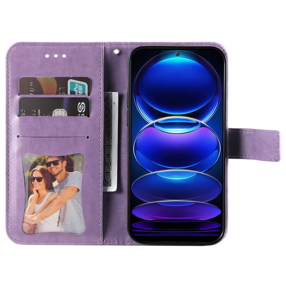 Откидной чехол для Xiaomi Redmi Note 12 5G / POCO X5 5G, Mandala Flower, фиолетовый
