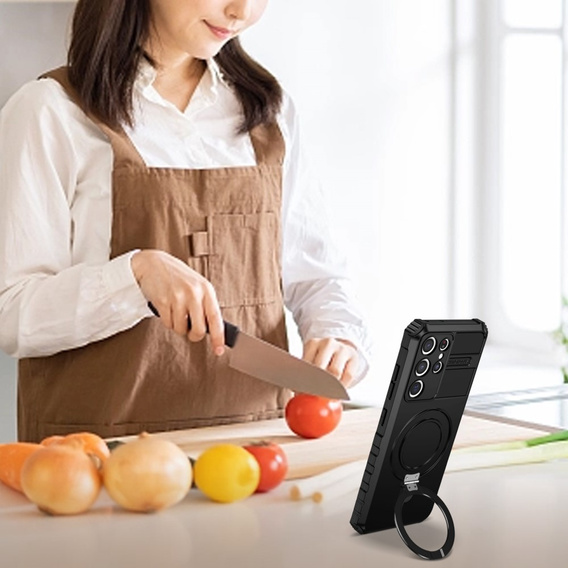 Чохол GKK для Galaxy Z Flip 5 5G, Corners Dropproof MagSafe, прозорий / фіолетовий